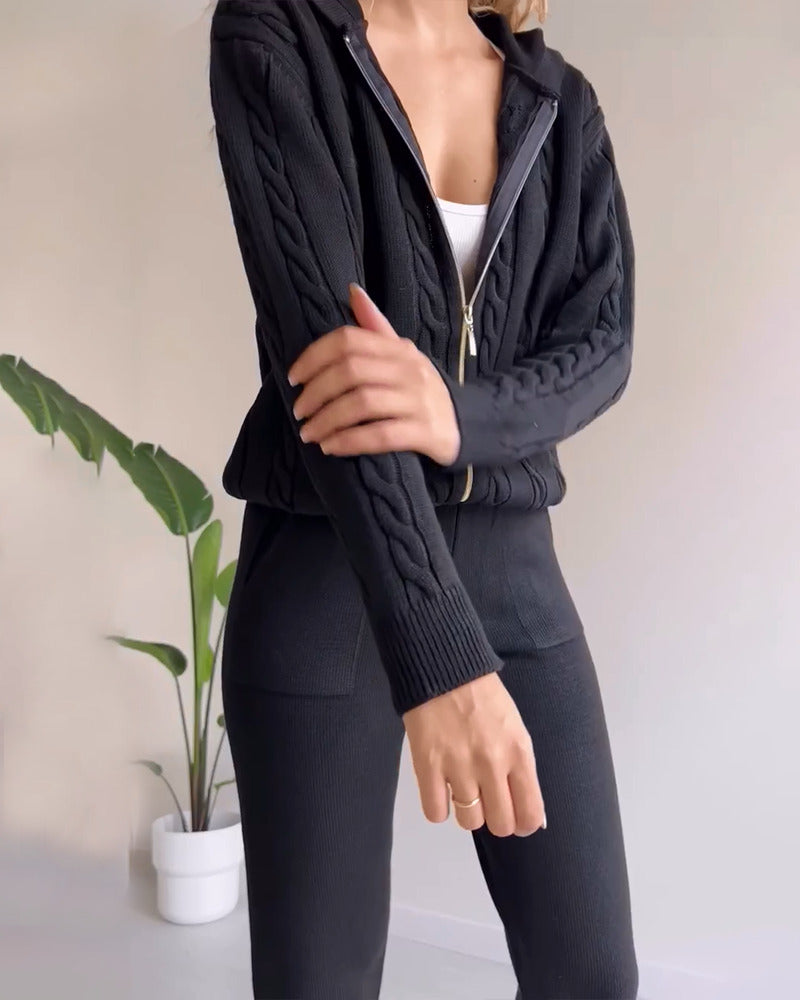 Ania - Set di Due Pezzi in Jacquard Twist Casual