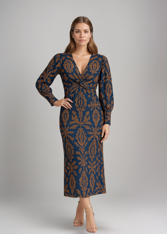 Frieda™ | Abito Midi Con Stampa Barocca