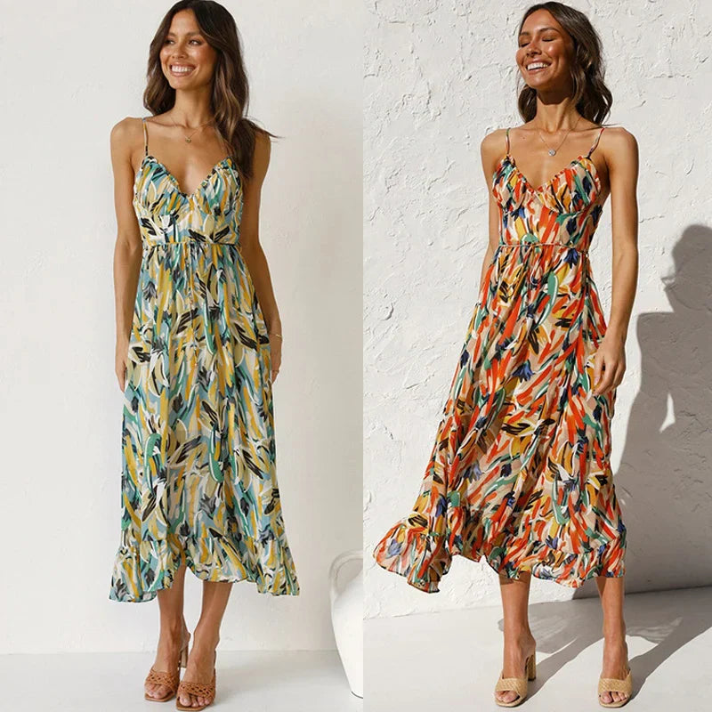 Clara™ | Elegante Abito Lungo con Stampa