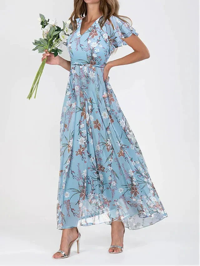 Sofia™ | Vestito Floreale con Maniche a Volant