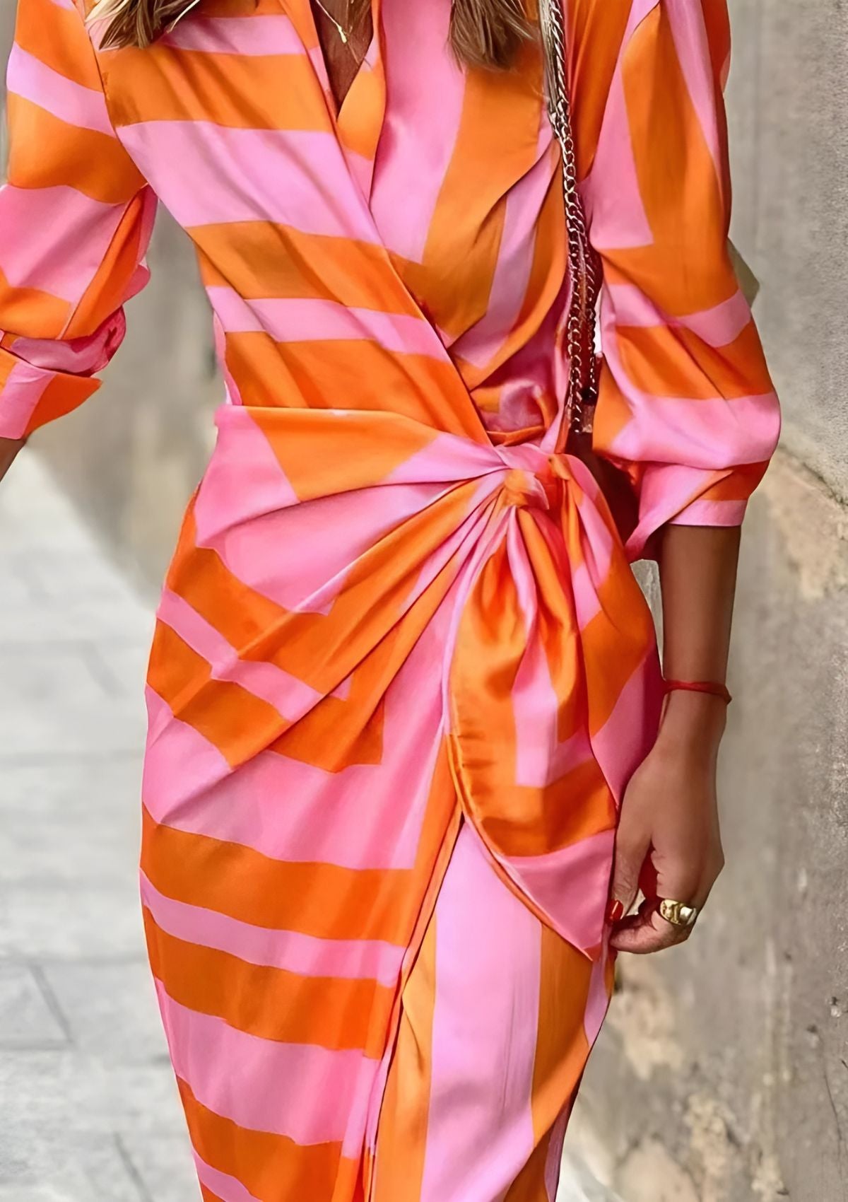 Olivia – Abito Camicia Stampato con Vita Sottile