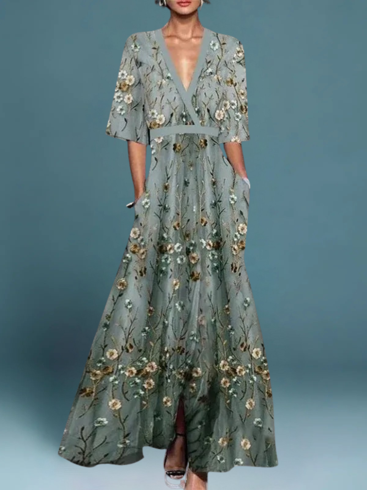 Lorelei™ | Abito Maxi Con Ricamo Floreale