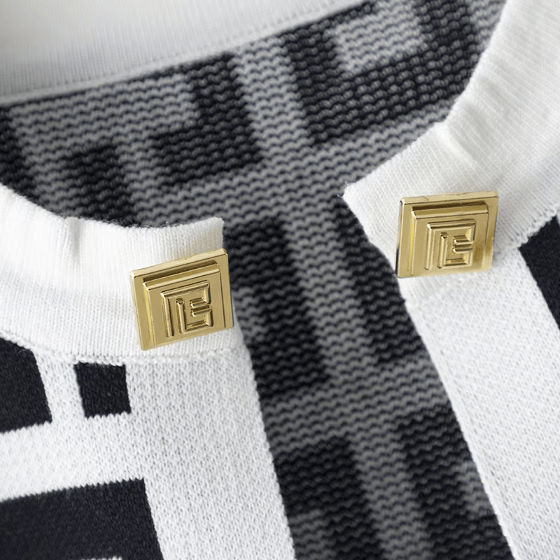 Avery™ - Elegante Completo Retro a Quadri con Collo O in Tre Pezzi