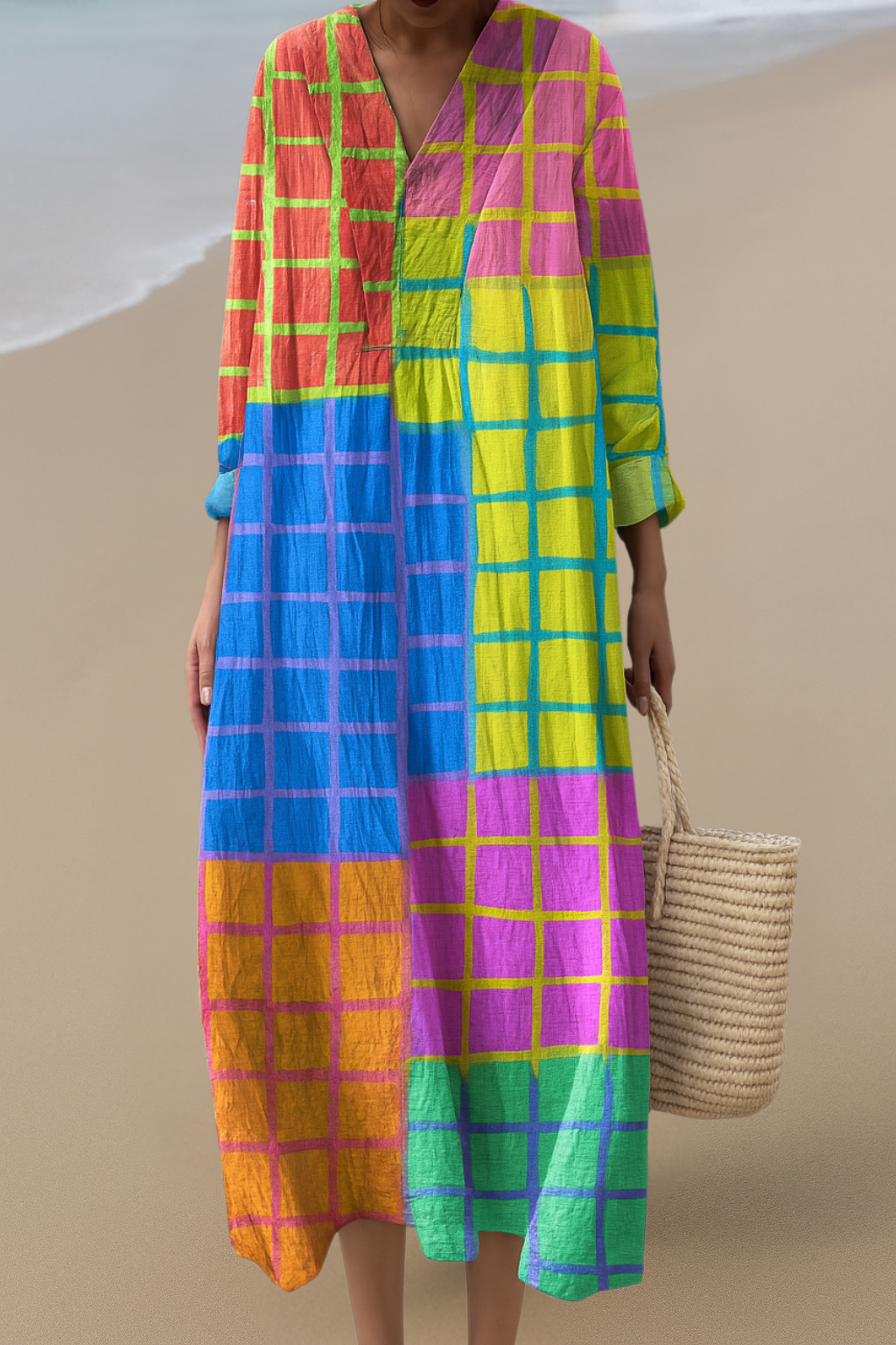 Abito Maxy a Righe Colorate – Energia Vivace, Vestibilità Relax