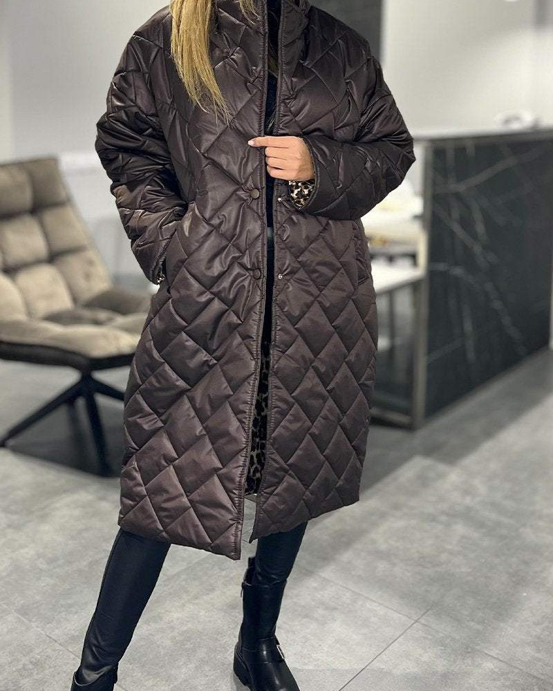 DIASY - Collo Relaxed Cappotto di Cotone di Lunghezza Media