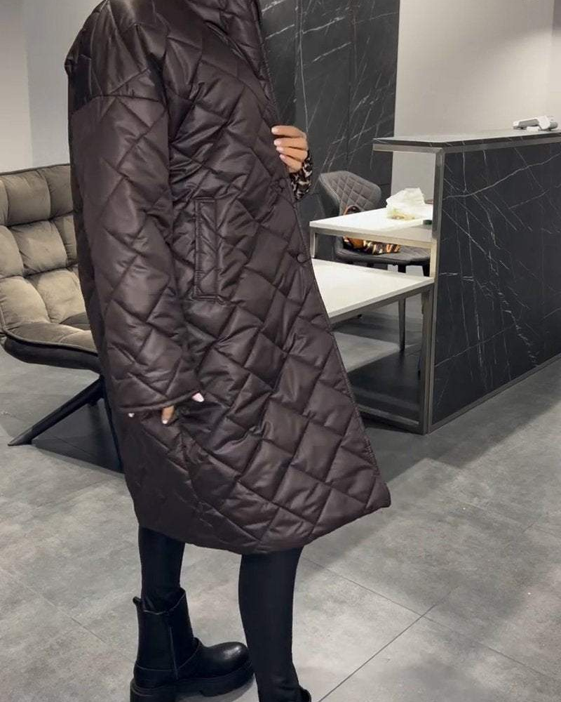DIASY - Collo Relaxed Cappotto di Cotone di Lunghezza Media