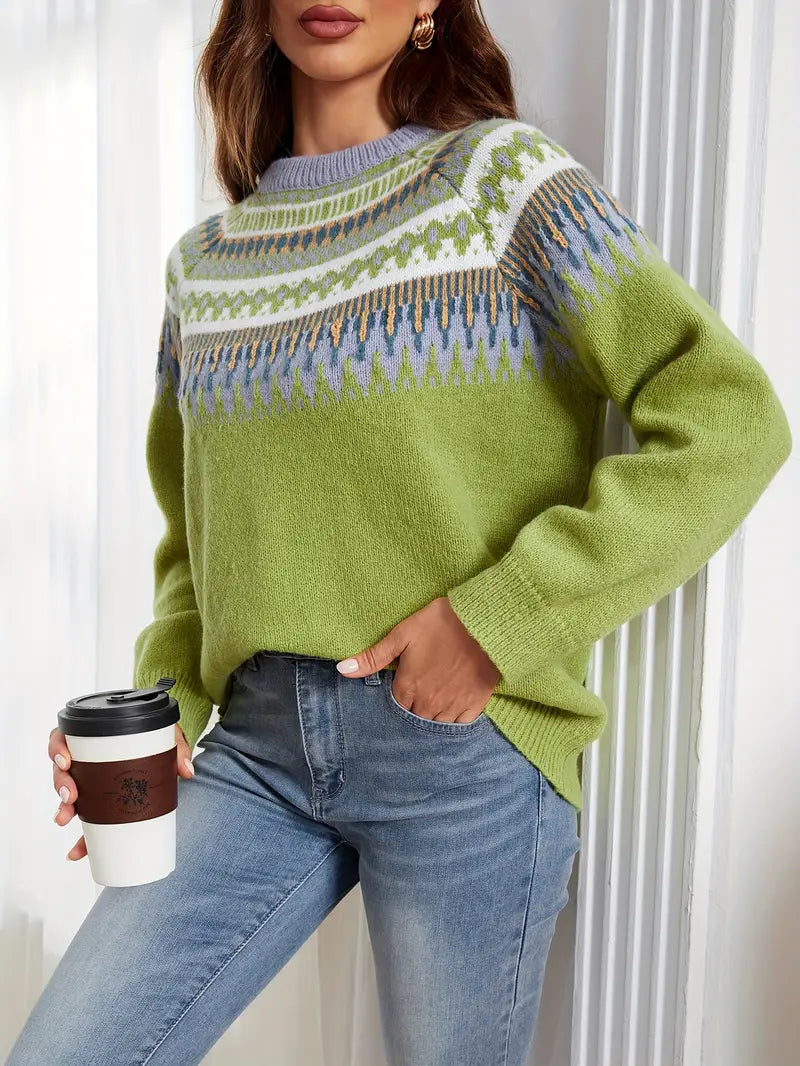 Maglione con Motivo Geometrico Bold in Stile Retro