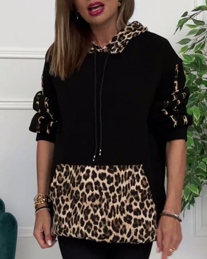 Alyssa™ - Felpa con cappuccio leopardata casual e confortevole