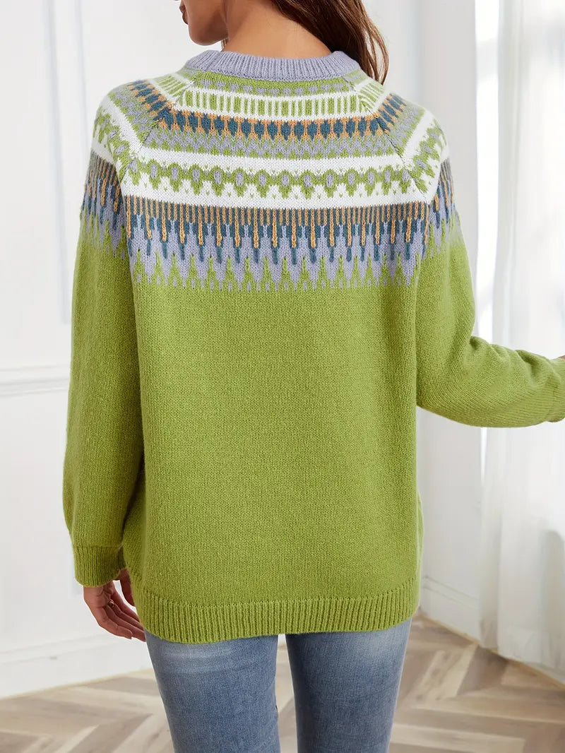 Maglione con Motivo Geometrico Bold in Stile Retro