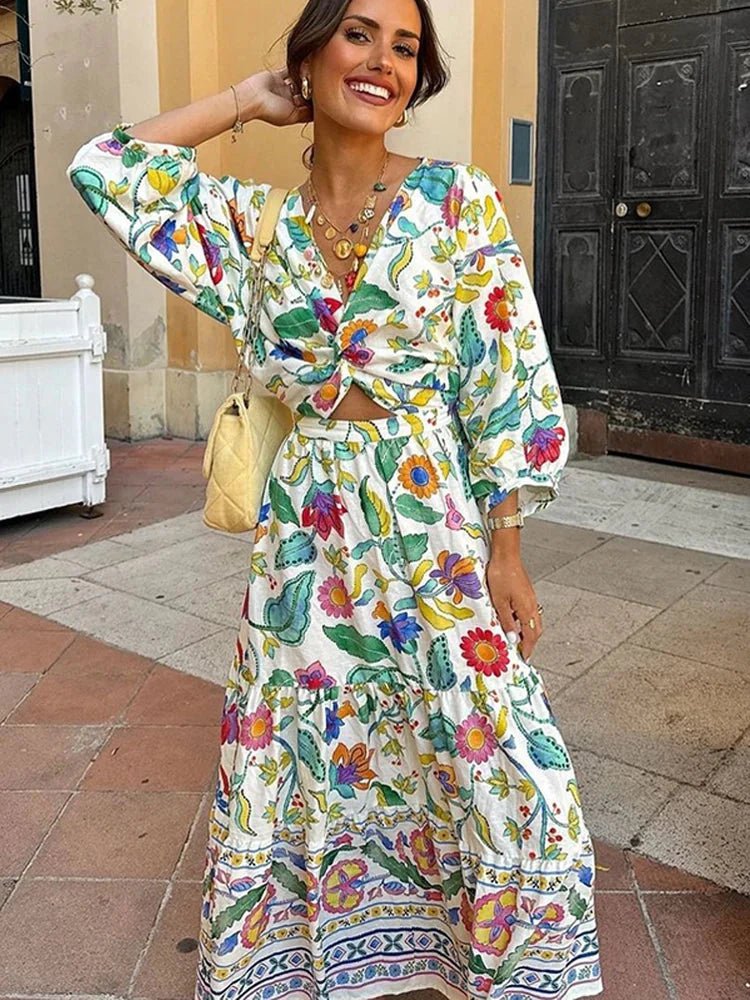 Bea™ | Maxi Abito Estivo con Motivo Floreale
