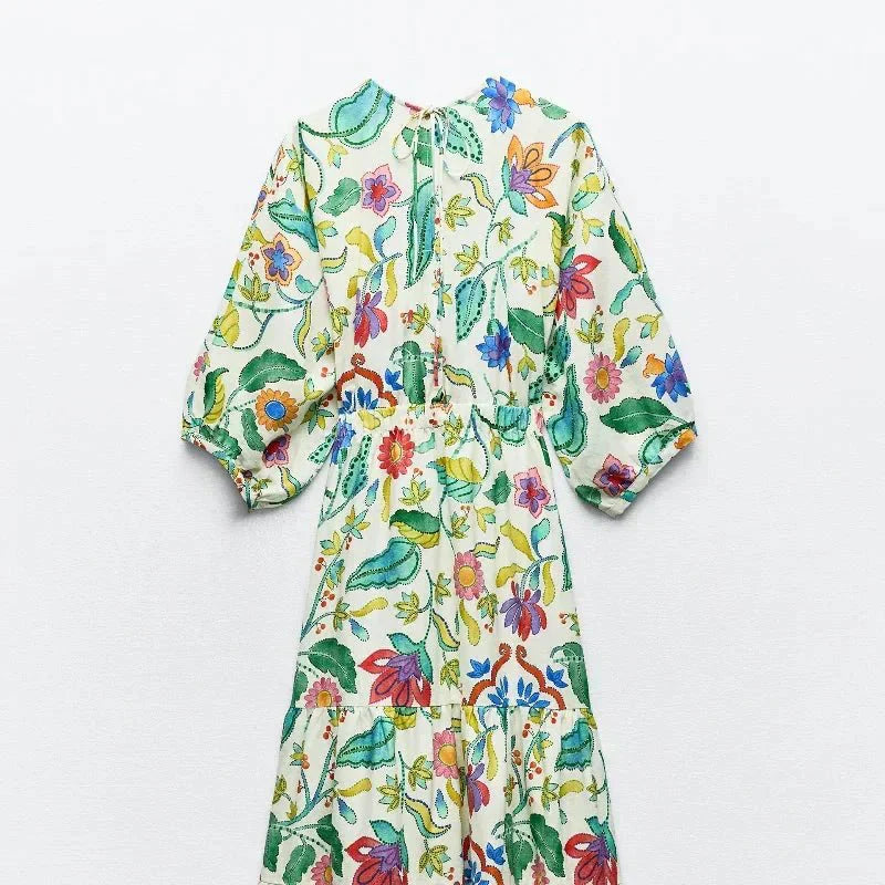 Bea™ | Maxi Abito Estivo con Motivo Floreale