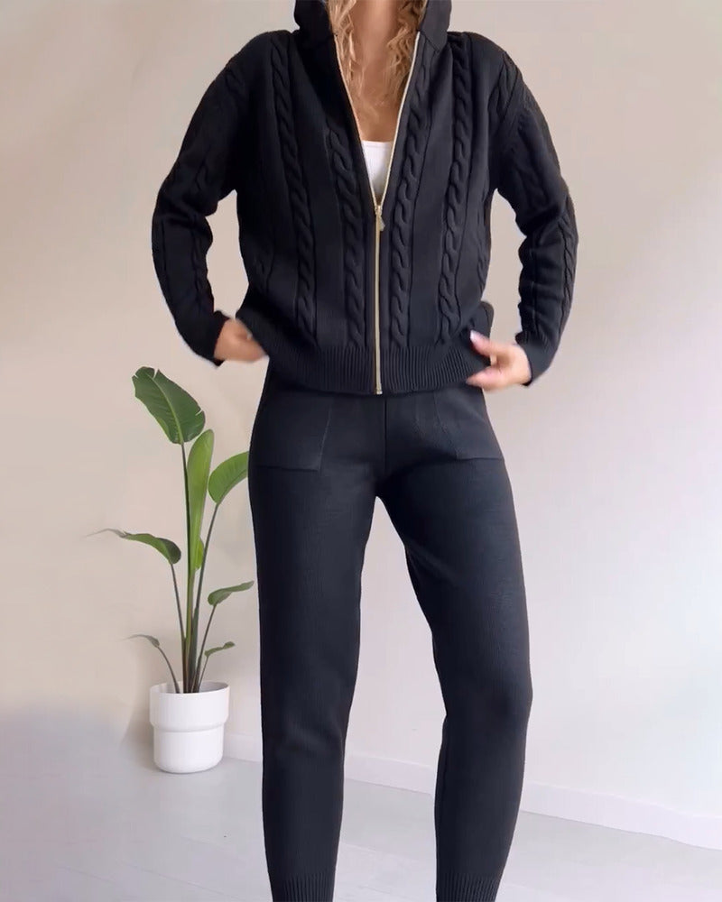 Ania - Set di Due Pezzi in Jacquard Twist Casual