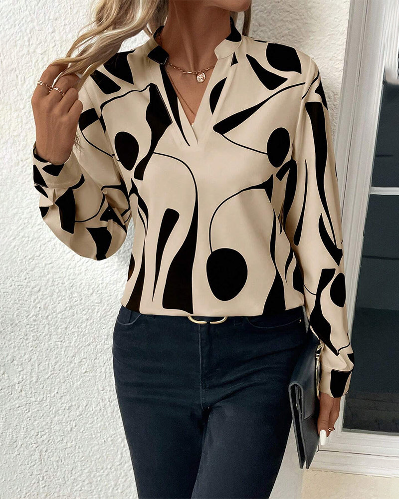 Rinan™ | Blusa Elegante con Motivo Raffinato