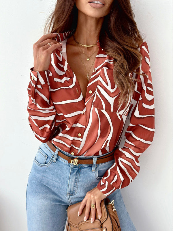 Monika™ | Blusa Femminile Elegante in Satin con Stampa