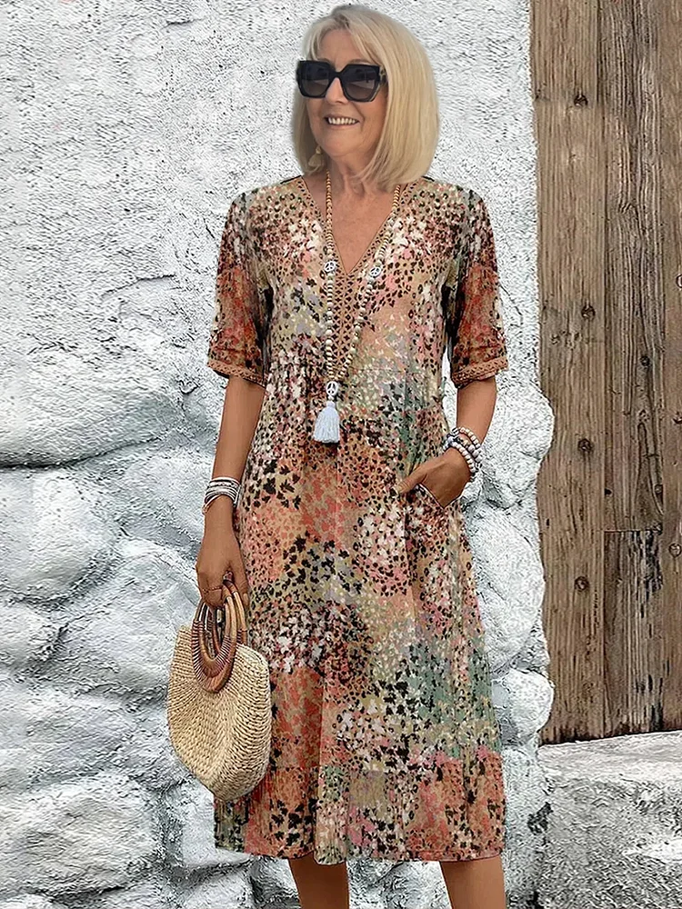 Danielle - Vestito Midi Vibrante da Donna con Tasche