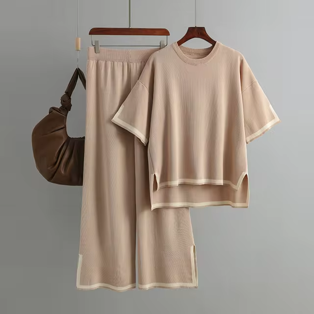 Charlotte™ - Elegante Set Co-Ord in Seta Ghiacciata a Maniche Corte