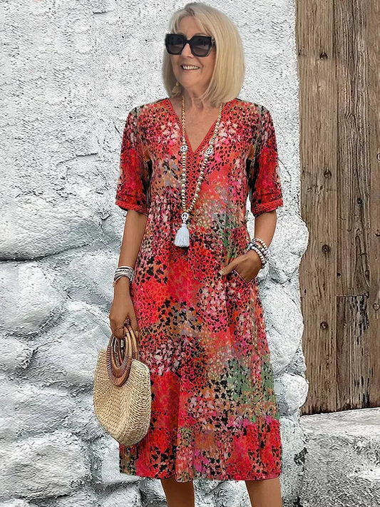 Danielle - Vestito Midi Vibrante da Donna con Tasche