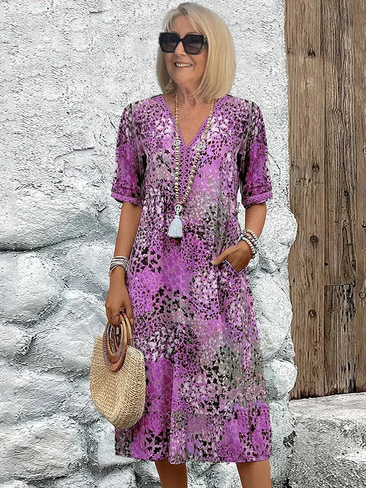 Danielle - Vestito Midi Vibrante da Donna con Tasche