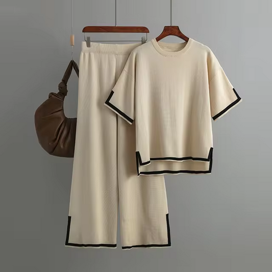 Charlotte™ - Elegante Set Co-Ord in Seta Ghiacciata a Maniche Corte