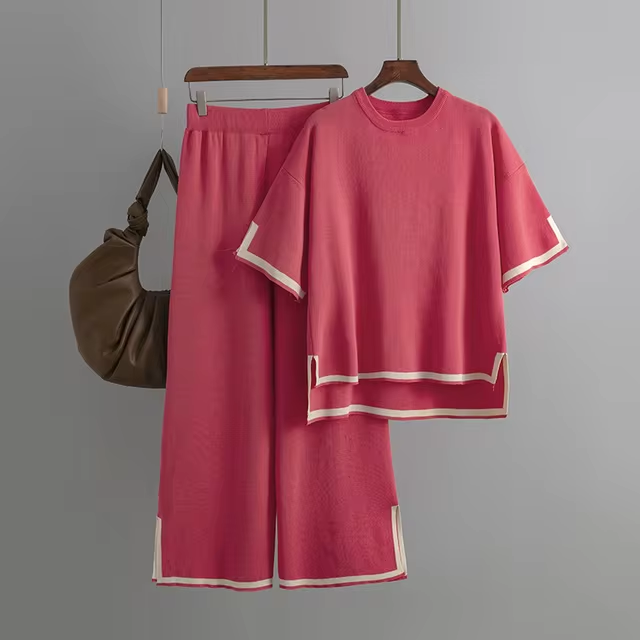 Charlotte™ - Elegante Set Co-Ord in Seta Ghiacciata a Maniche Corte