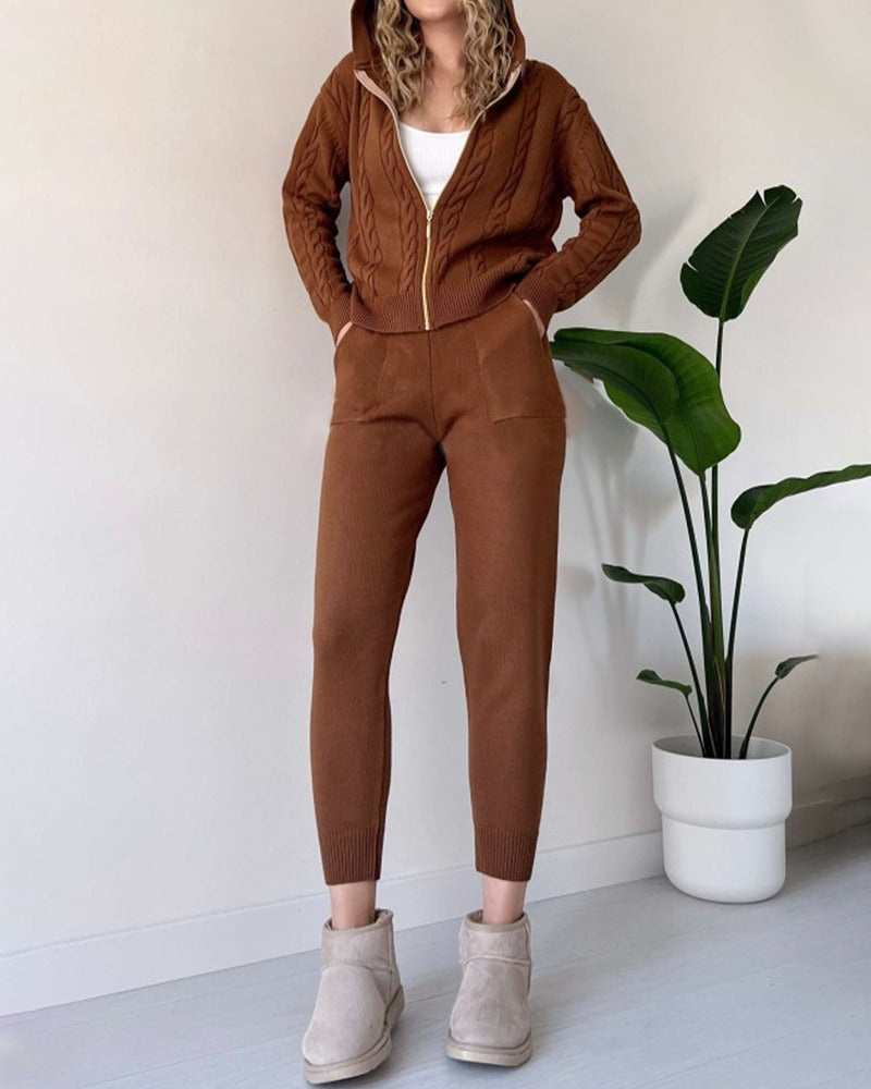 Ania - Set di due pezzi casual in jacquard twist