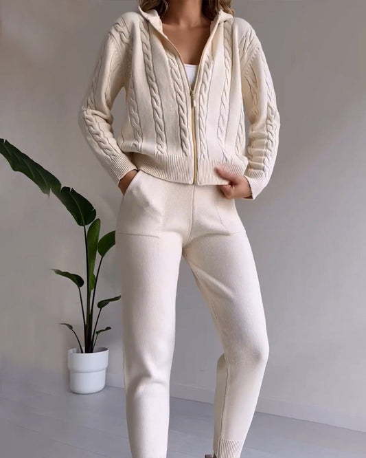 Ania - Set di due pezzi casual in jacquard twist