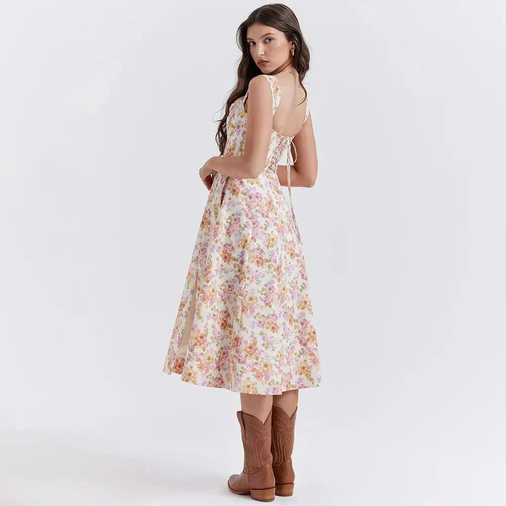 Freya™ | Vestito Midi con Corsetto Floreale
