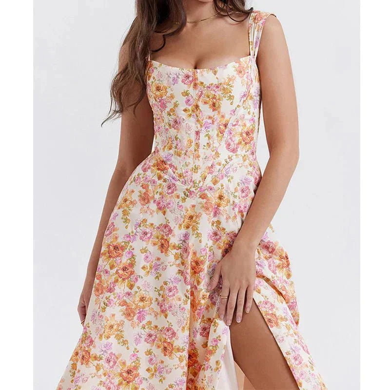 Freya™ | Vestito Midi con Corsetto Floreale