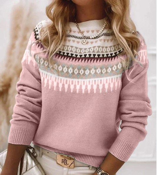 Pullover in Maglia con Motivo Nordico