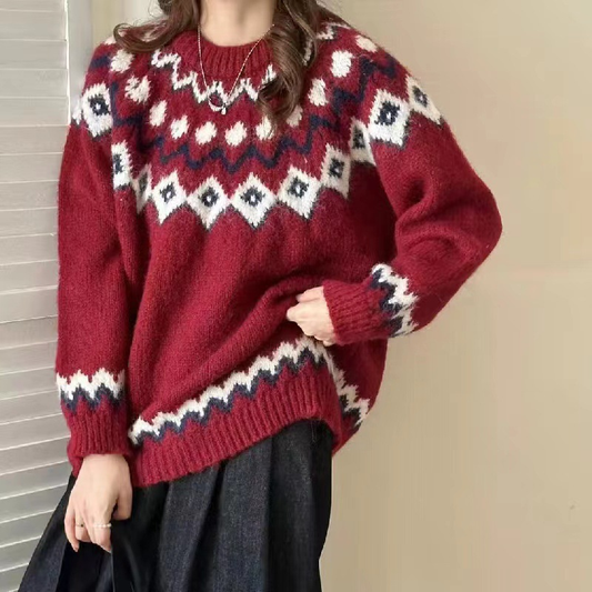 Maglione con Motivo Geometrico Bold in Stile Retro