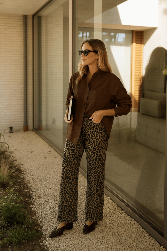 NADINE™ | PANTALONI A CAMPANA LEOPARDO