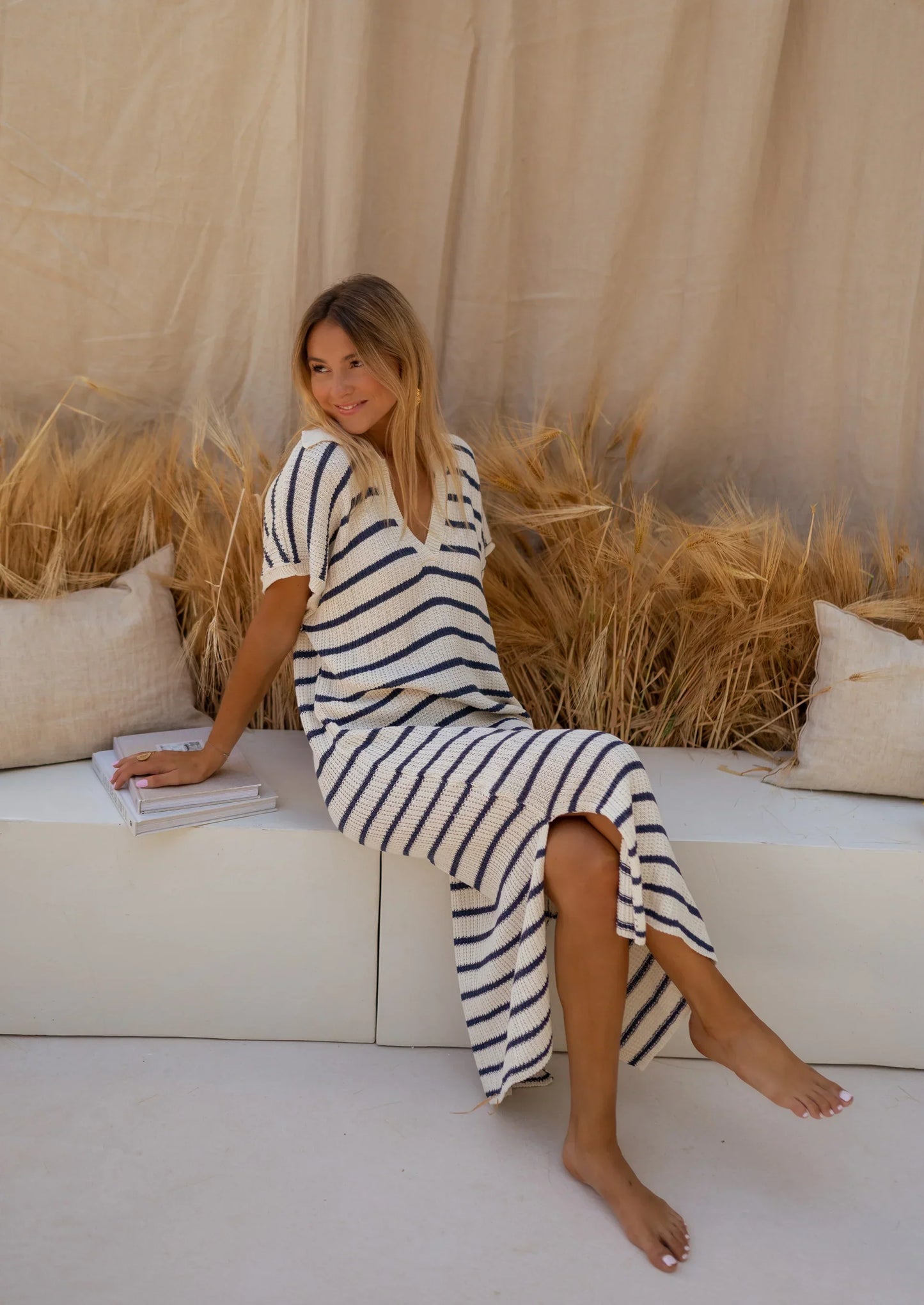 Sophia™ | Abito in Maglia a Strisce