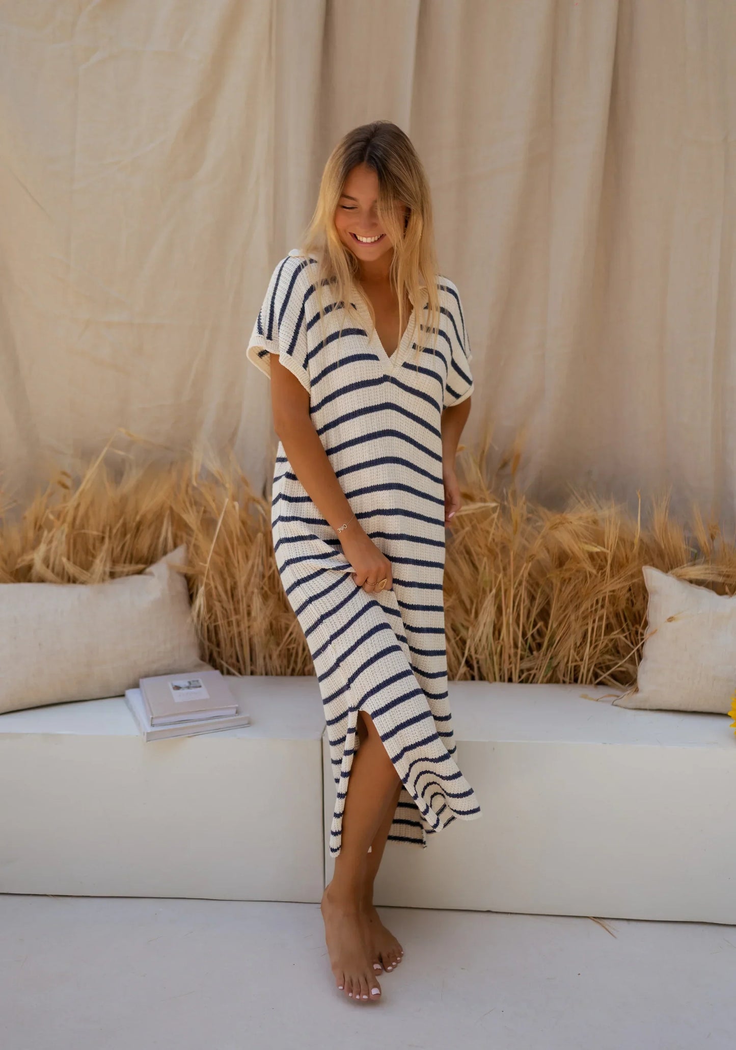 Sophia™ | Abito in Maglia a Strisce