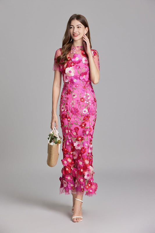 Sophia™ | Elegante Vestito Midi con Motivo Floreale